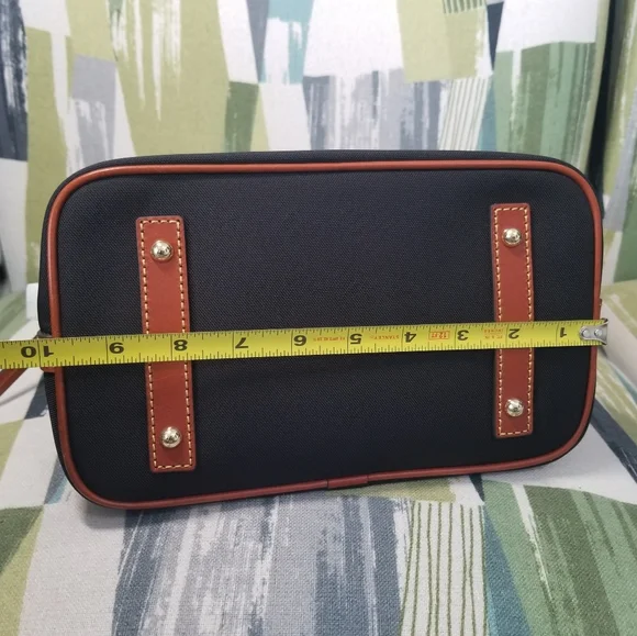 Dooney & Bourke Nylon Domed Satchel Crossbody In Black With Brown Leather Trim